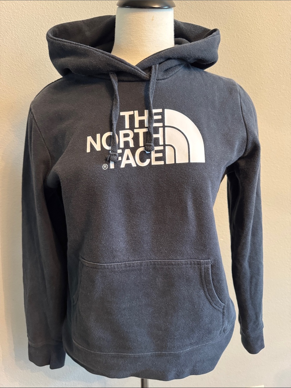The North Face Black Pullover Hoodie with White Logo, Women’s Size S